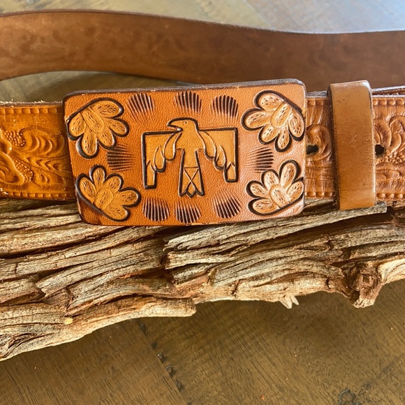 Vintage belt with copper/leather buckle - Picture 1 of 6